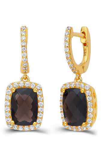 Cushion Smoky Quartz Drop Earrings