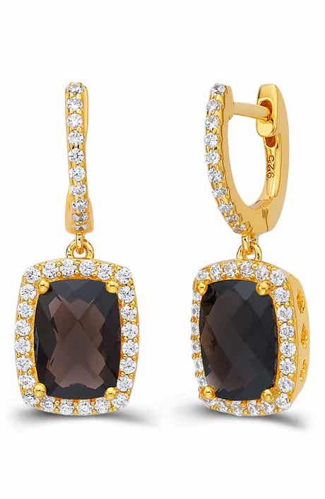 Cushion Smoky Quartz Drop Earrings