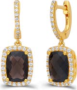 Lafonn Cushion Smoky Quartz Drop Earrings