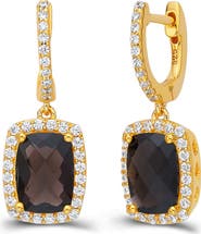 Lafonn Cushion Smoky Quartz Drop Earrings