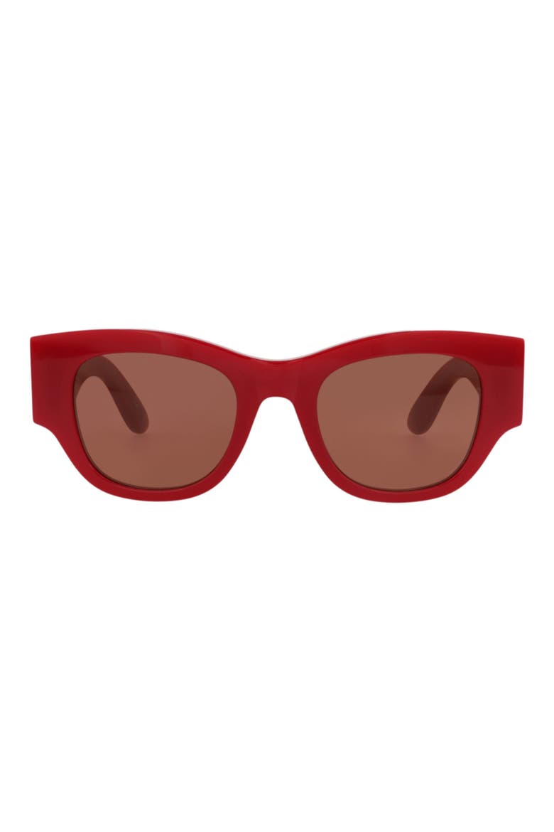 50mm Cat Eye Sunglasses, Main, color, RED RED BROWN