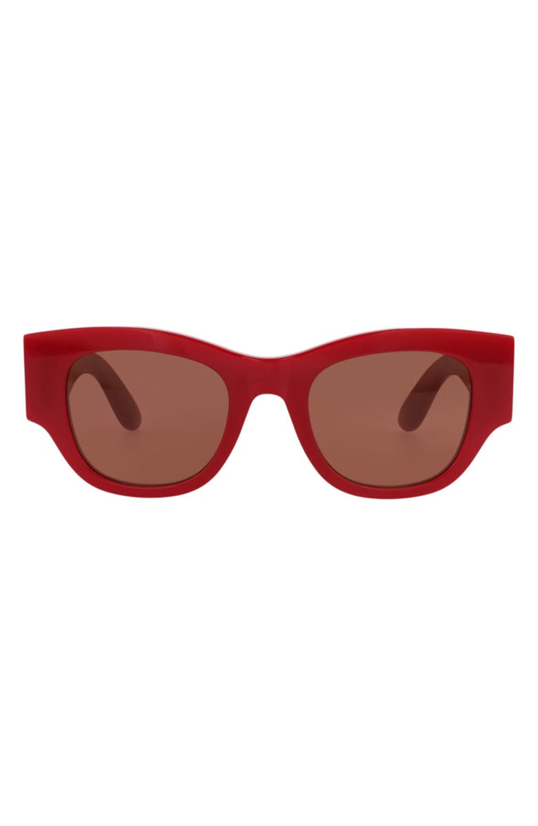 McQueen 50mm Cat Eye Sunglasses, Main, color, Red Red Brown