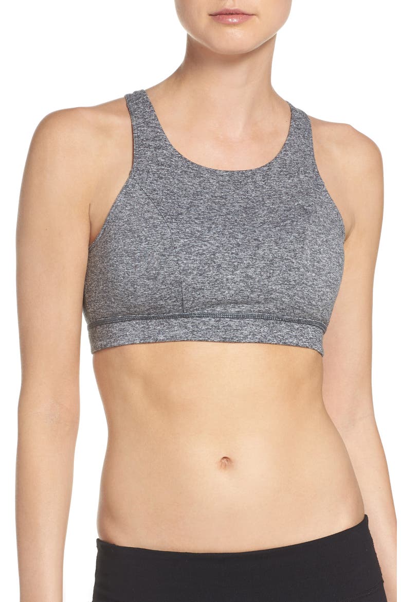 Lace It Up Sports Bra, Main, color, GREY GRAPHITE MELANGE