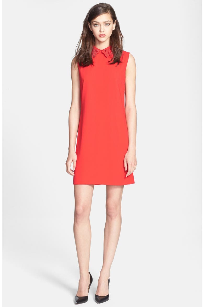 Embellished Woven Tunic Dress, Main, color, BRICK RED