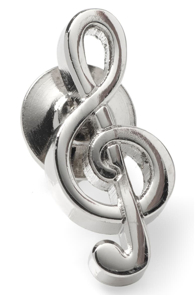 Music Notes Lapel Pin & Cuff Links Set, Alternate, color, SILVER