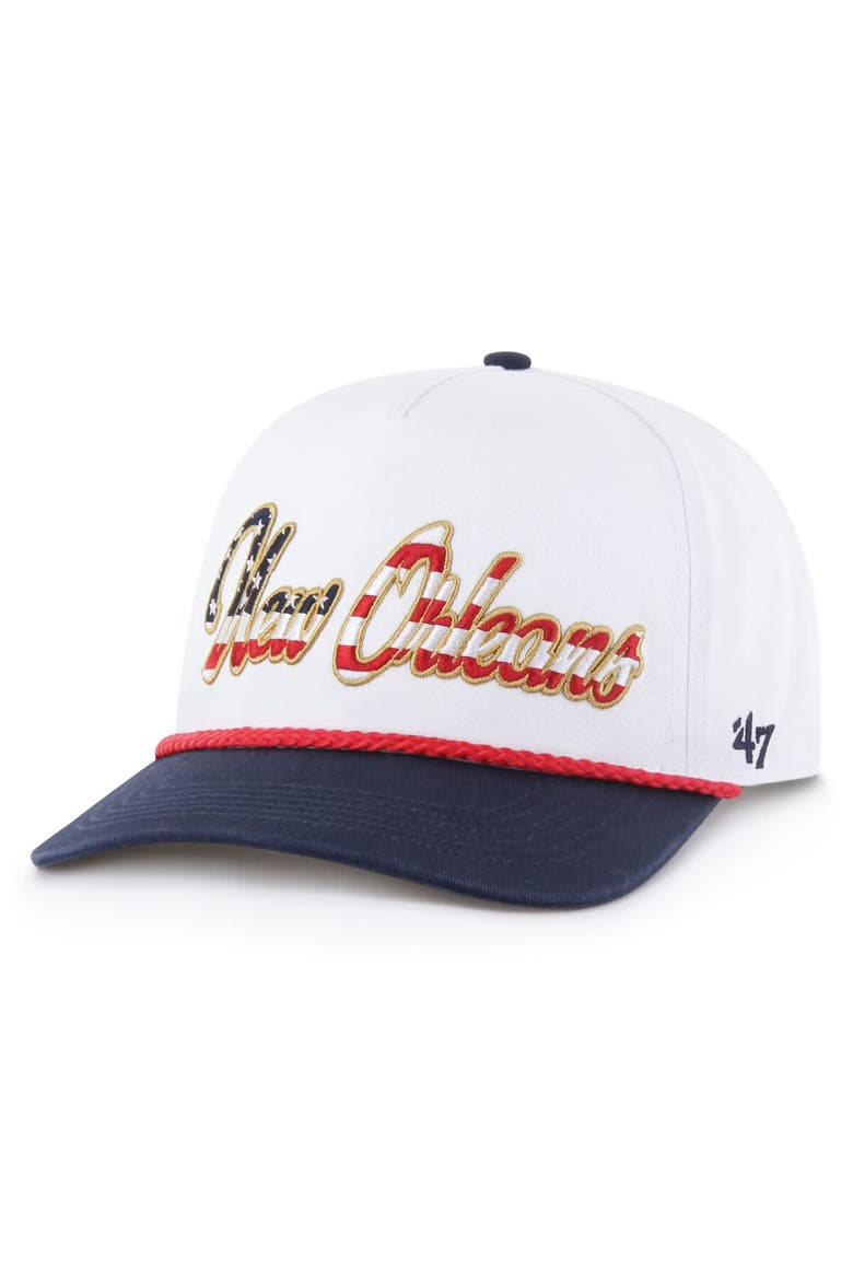 Men's '47 White New Orleans Saints Patriotic Overhand Hitch Adjustable Hat, Main, color, White