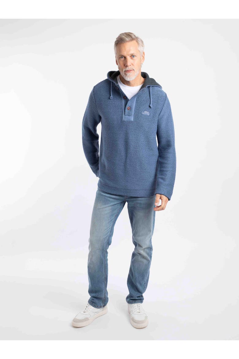 Bakersfield Button Neck Hooded Fleece, Alternate, color, Mid Blue