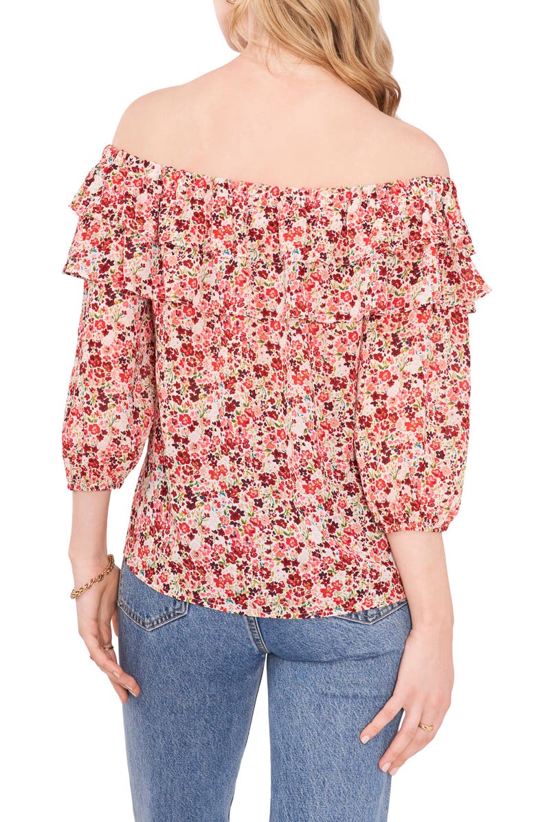 Vince Camuto Floral Print Off the Shoulder Top, Alternate, color,