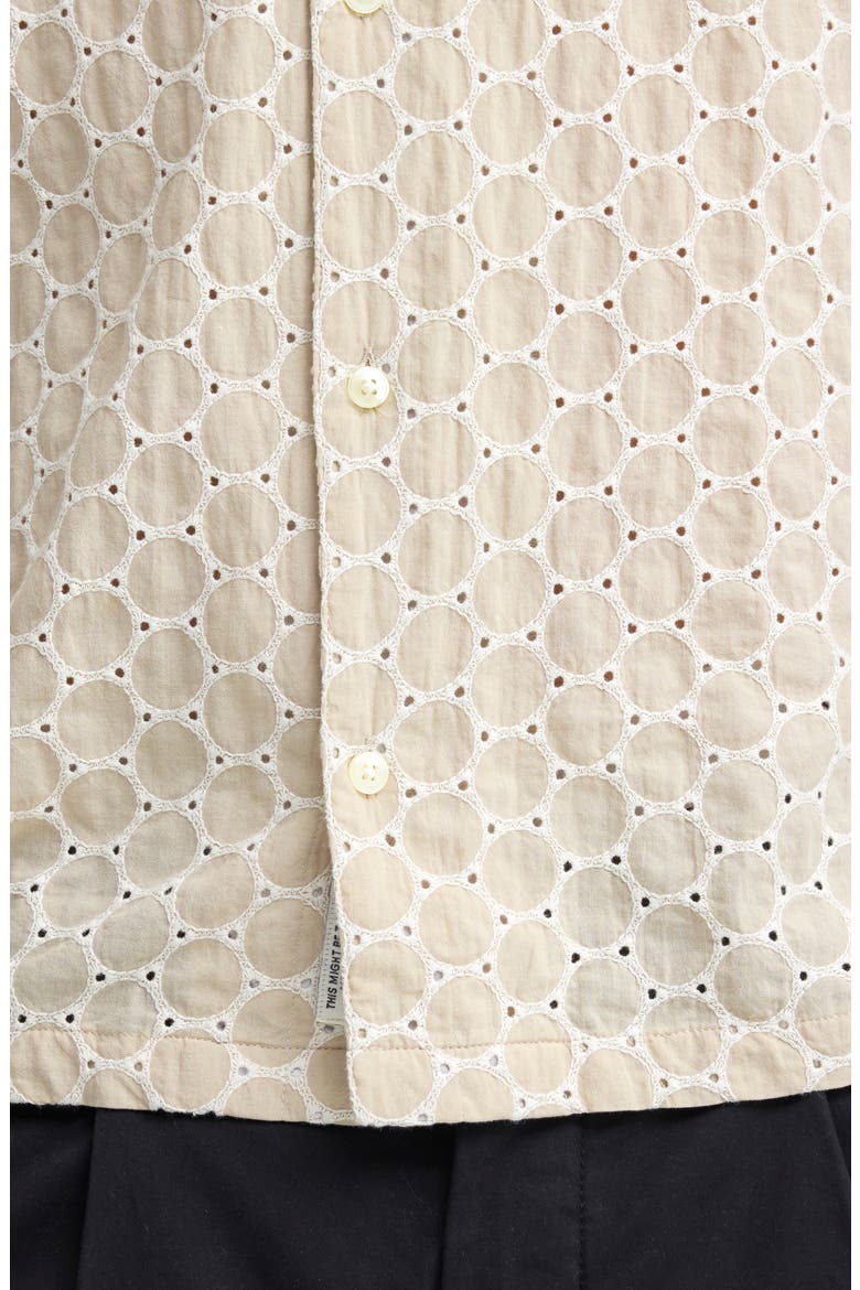 Samwell Embroidered Eyelet Camp Shirt, Alternate, color, PLAZA TAUPE