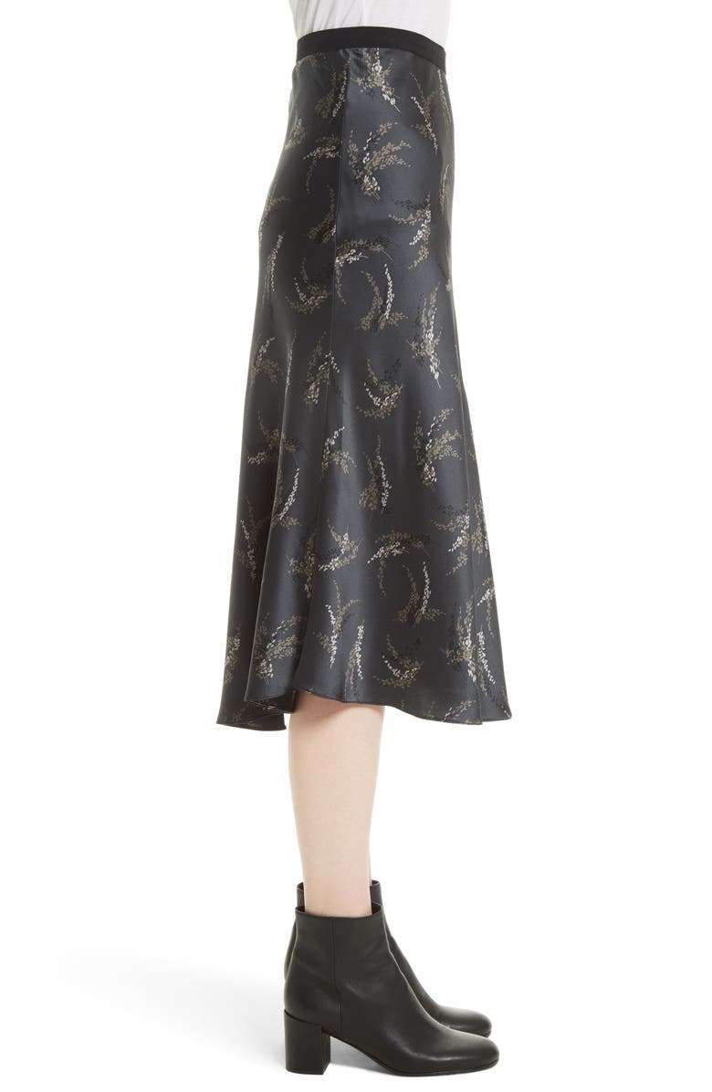 Vince Spring Floral Pull-On Silk Midi Skirt, Alternate, color,