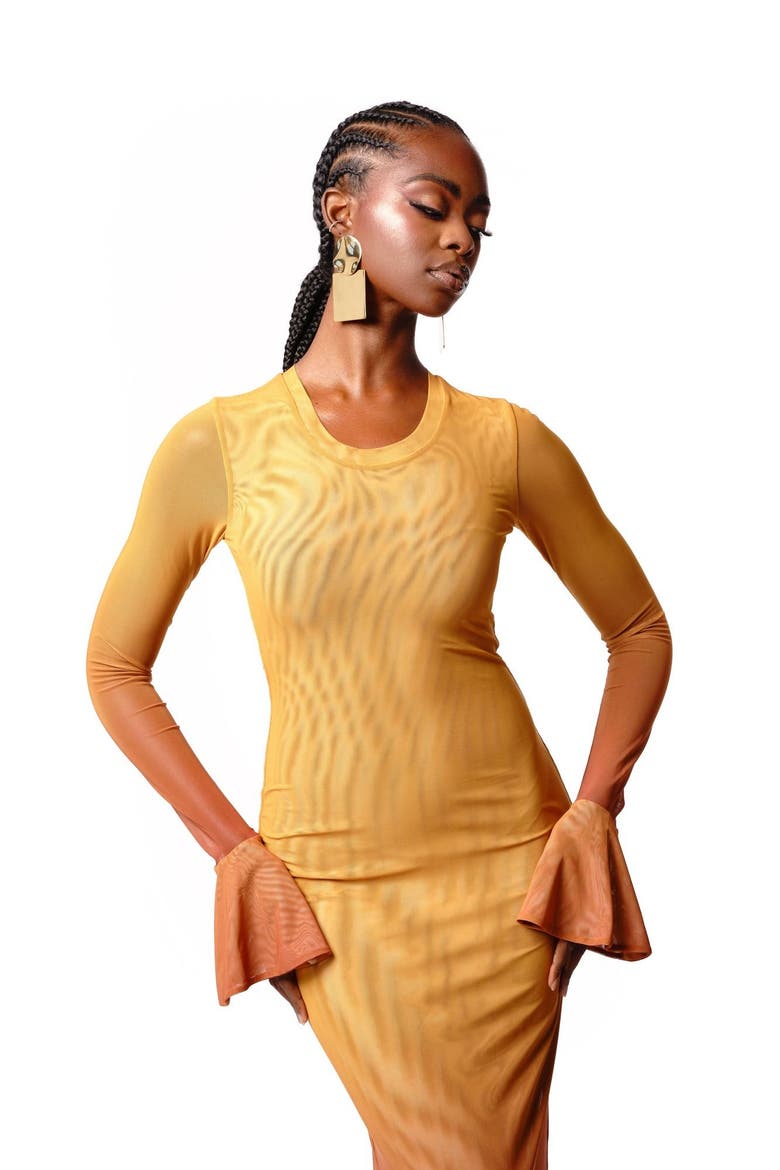 Sol Mermaid Maxi Mesh Dress, Alternate, color, Yellow