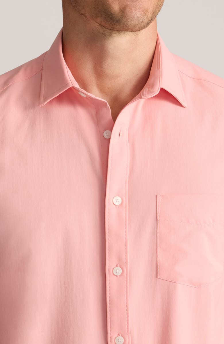UNTUCKit Gironde Short Sleeve Performance Button-Up Shirt, Alternate, color, Peaches And Cream