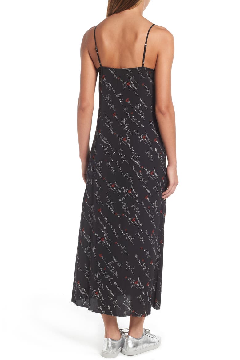 Raw Edge Slipdress, Alternate, color, BLACK DIAGONAL FLORAL