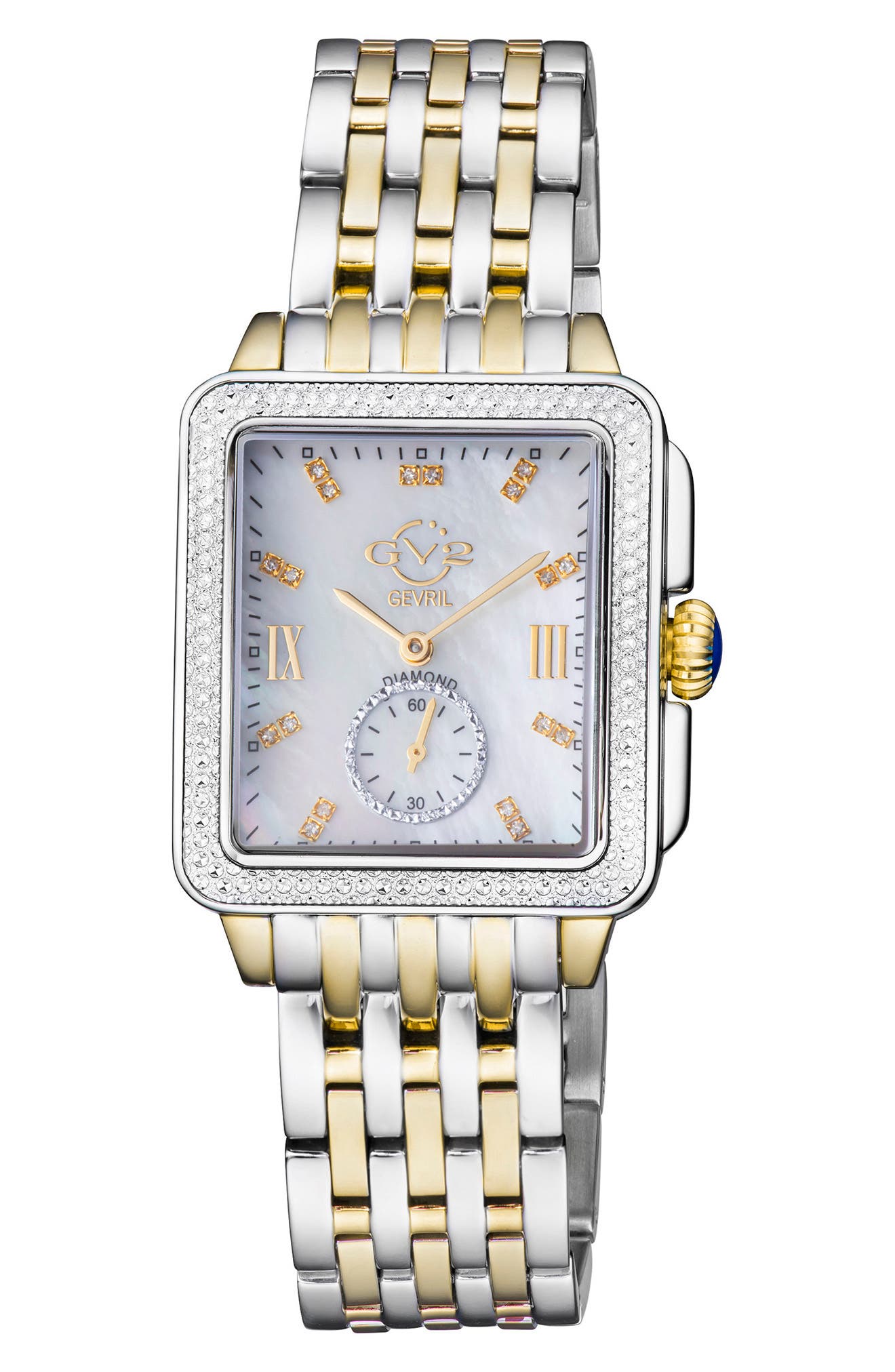 GV2 Women's Bari Mother of Pearl Diamond Bracelet Watch, 34mm x 30mm