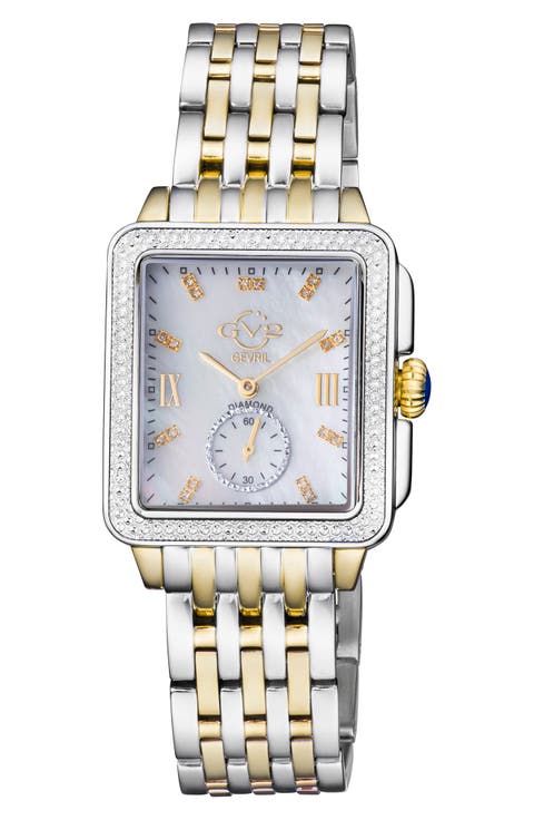 Women's Bari Mother of Pearl Diamond Bracelet Watch, 34mm x 30mm