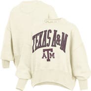 PRESSBOX Women's Pressbox Natural Texas A&M Aggies Oversized Waist-Length Crewneck Sweatshirt