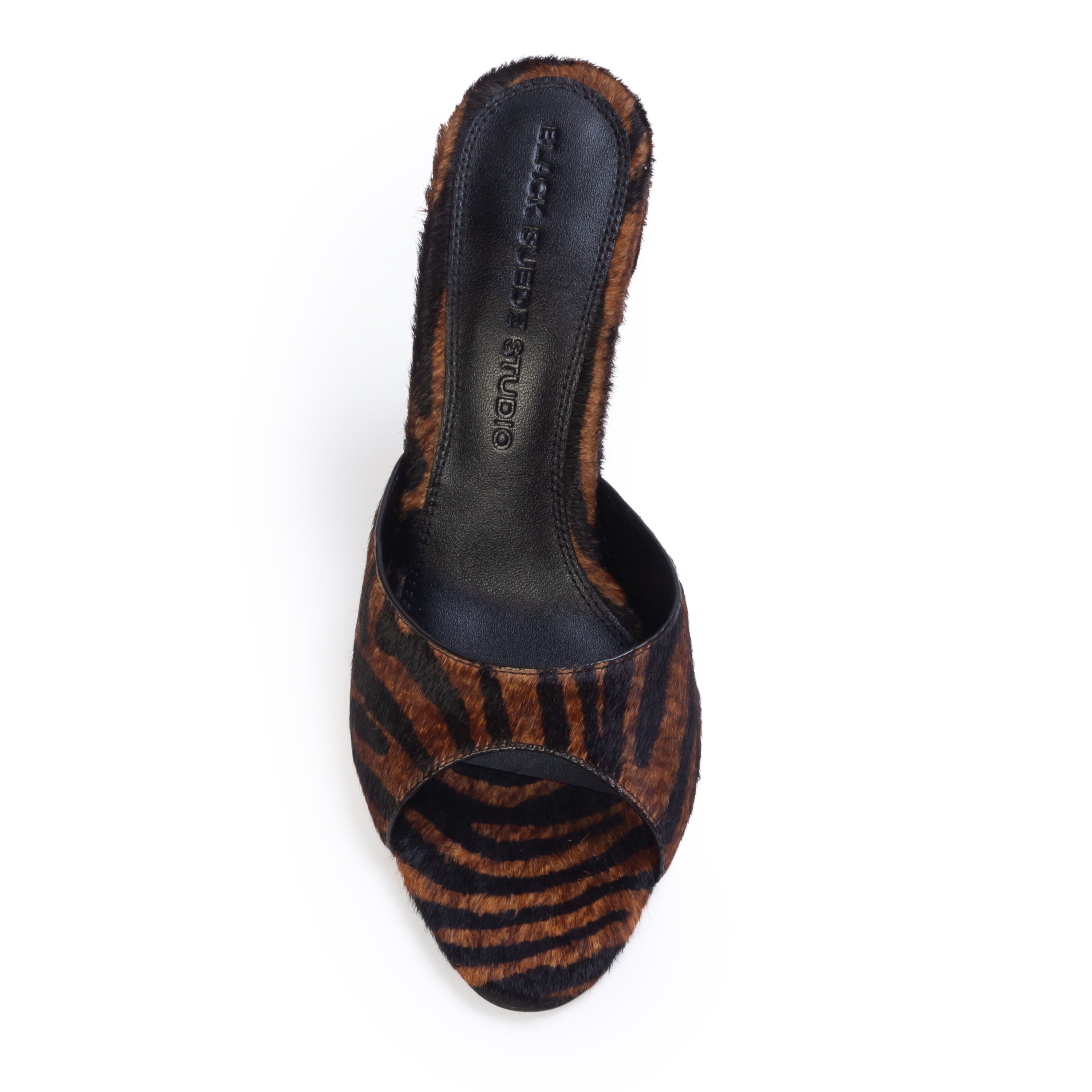 Jazz 100 Fur Mule, Alternate, color, Brown Zebra Pony Hair