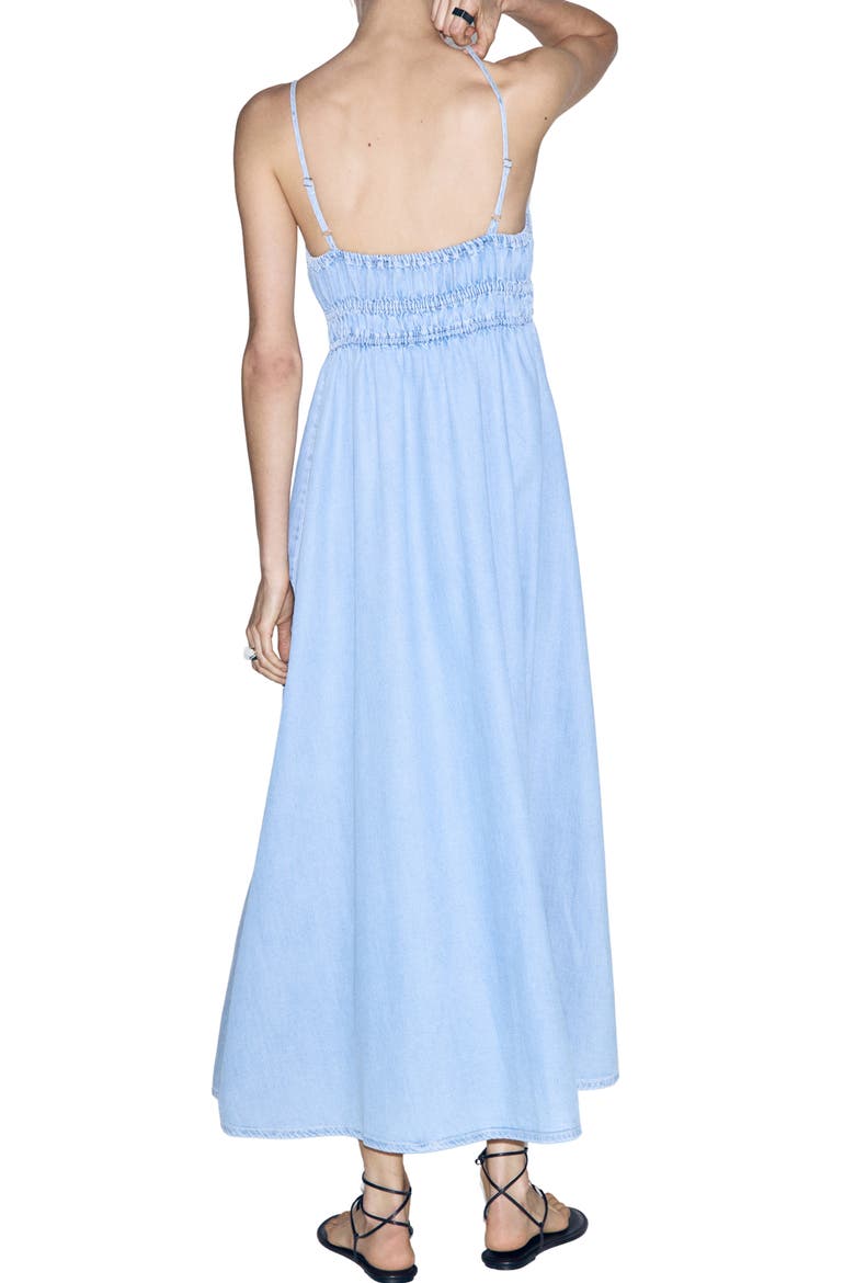 Gathered Waist Denim Maxi Dress, Alternate, color, LIGHT BLUE