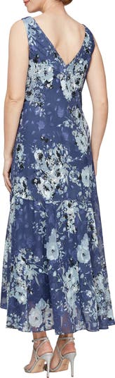 Print Cowl Neck Maxi Dress with Shawl