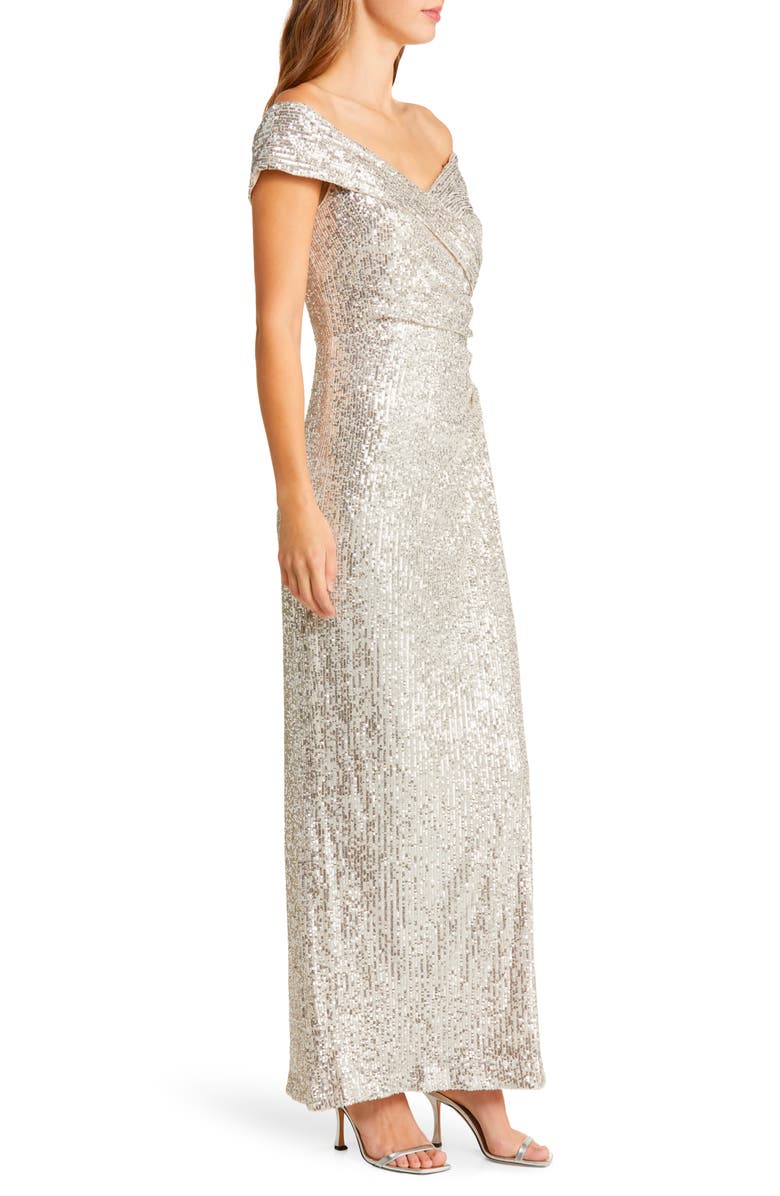 Vince Camuto Sequin Off the Shoulder Gown, Alternate, color,