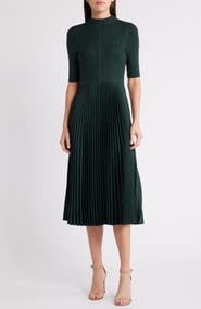 BOSS Fireanami Shimmer Sweater Dress with Plissé Skirt