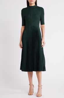 BOSS Fireanami Shimmer Sweater Dress with Plissé Skirt