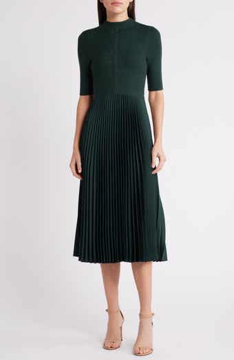 BOSS Fireanami Shimmer Sweater Dress with Plissé Skirt