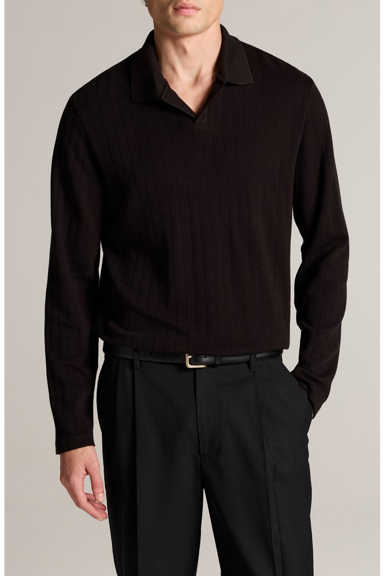 Drop Needle Long Sleeve Johnny Polo, Main, color, BLACK