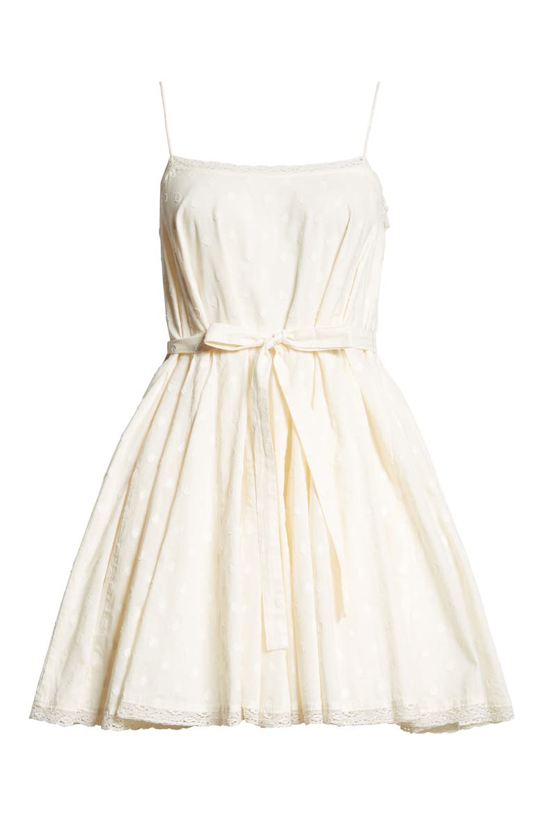 Beatriz Dot Jacquard Cotton Dress, Alternate, color, PRISTINE