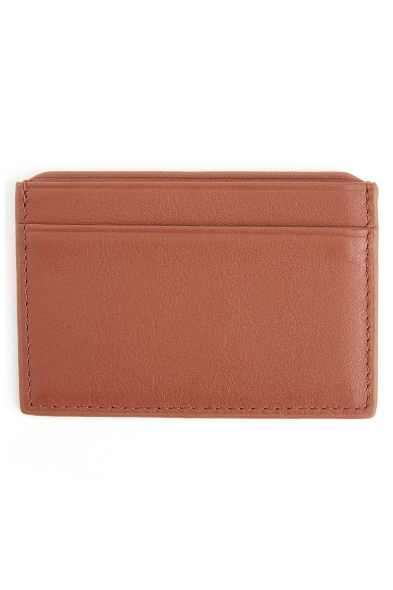 Personalized RFID Leather Card Case, Alternate, color, TAN- SILVER FOIL