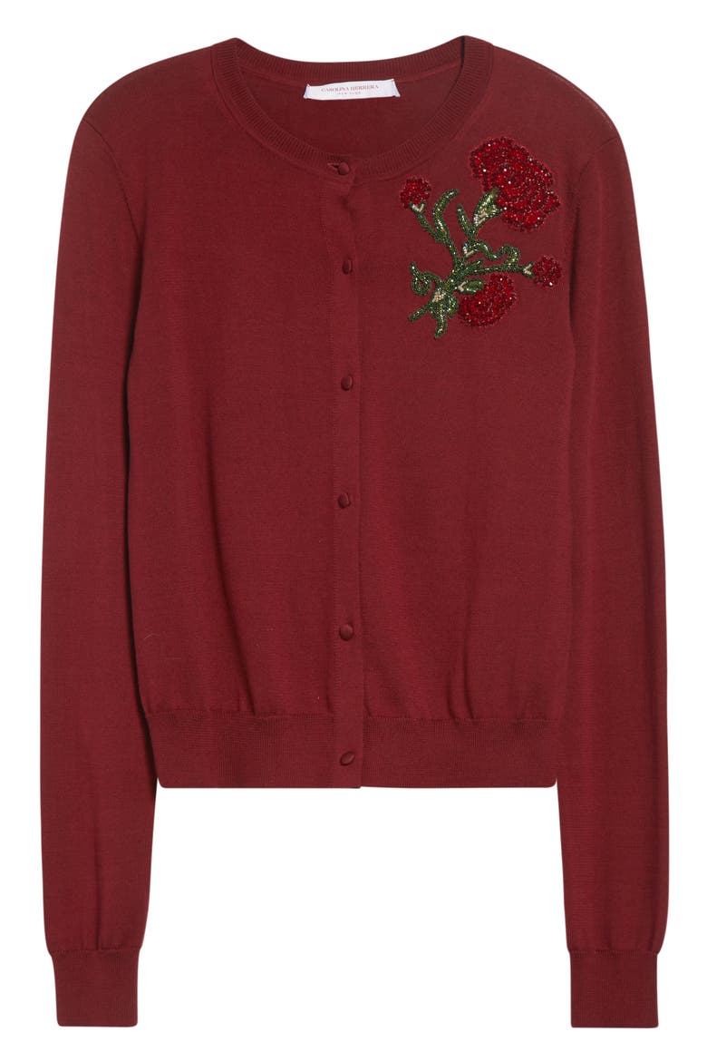 Crystal Embroidered Silk Cardigan, Alternate, color, RIOJA MULTI