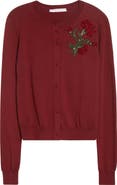 Carolina Herrera Crystal Embroidered Silk Cardigan