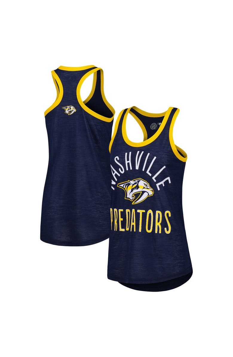 G-III 4HER BY CARL BANKS Women's G-III 4Her by Carl Banks Navy Nashville Predators First Base Racerback Scoop Neck Tank Top, Main, color, 