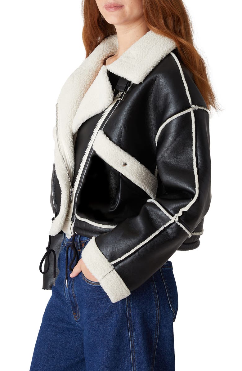 BLANKNYC Faux Shearling Moto Jacket, Alternate, color, 