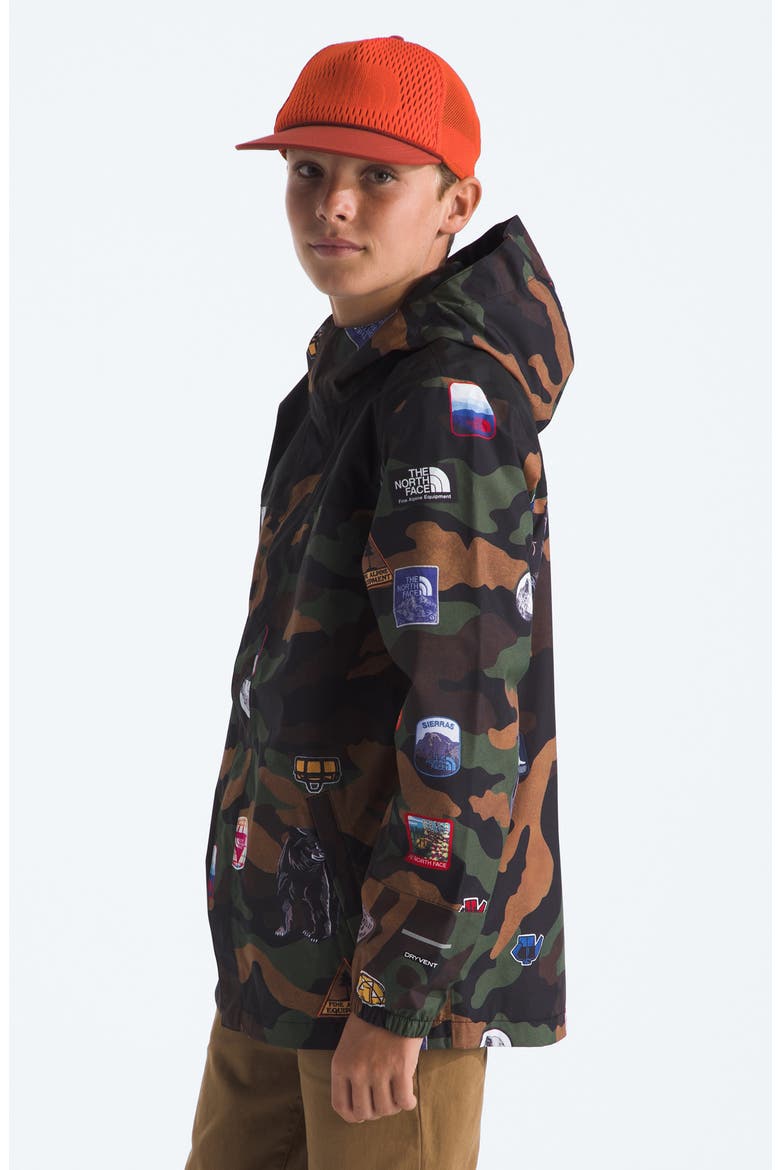 Kids' Antora Waterproof Hooded Rain Jacket, Alternate, color, TNF BLACK TNF PATCH PRINT