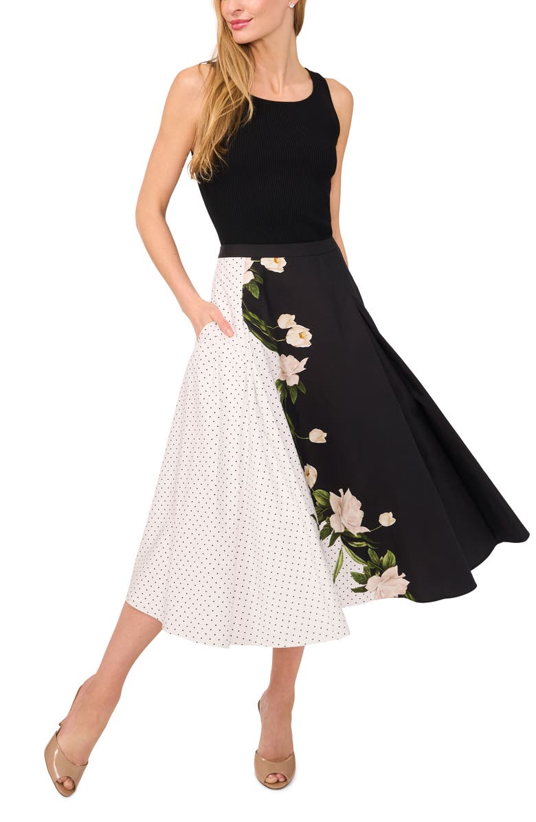 Ted Baker Mixed Print Cotton Circle Skirt, Alternate, color, Ultra White