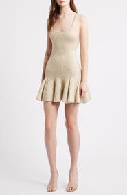 LoveShackFancy Sarajane Metallic Flounce Hem Minidress