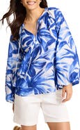 Tommy Bahama Bravo Blooms Cotton & Silk Peasant Top