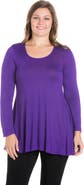 24seven Comfort Apparel Plus Size Poised Long Sleeve Swing  Tunic Top