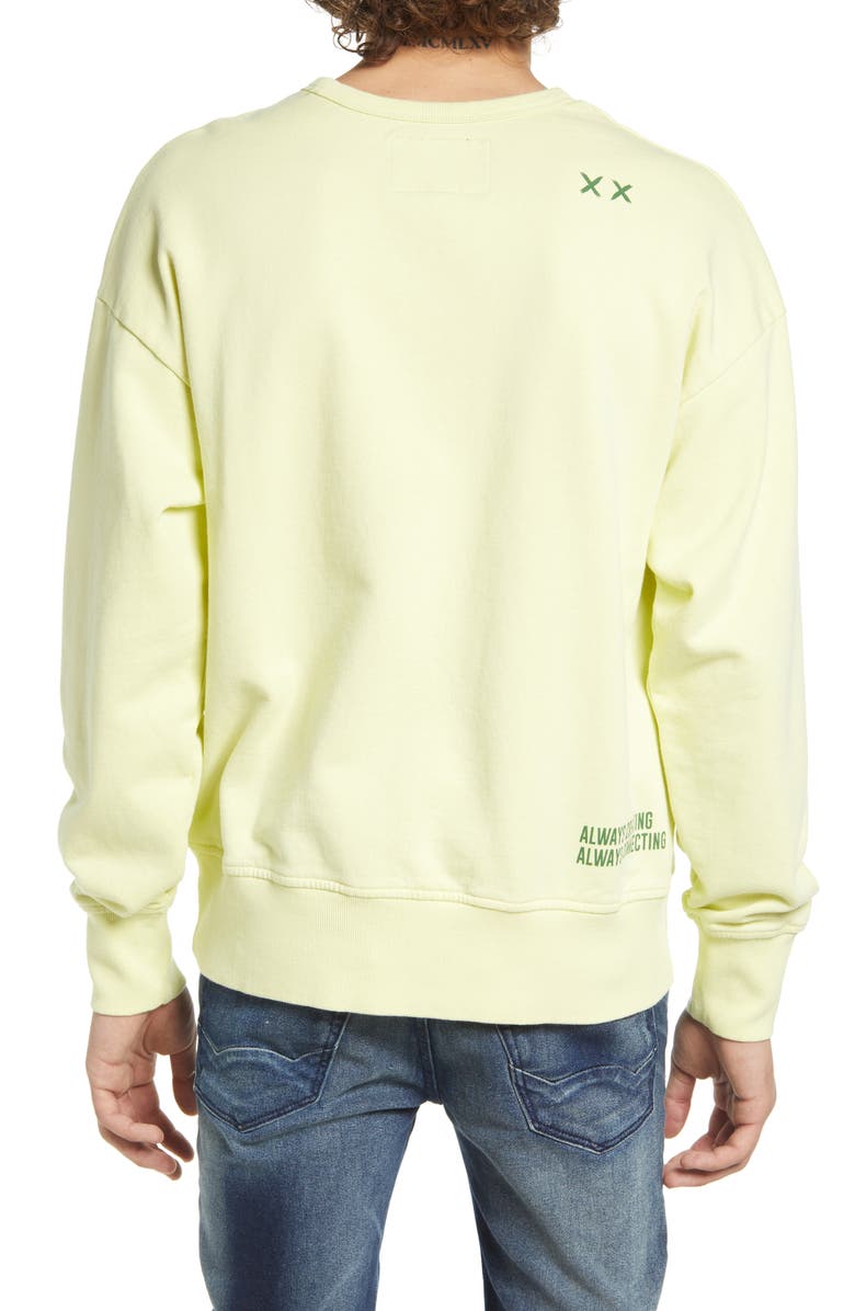 Cult of Individuality Rock & Roll Crewneck Sweatshirt, Alternate, color, Lemon