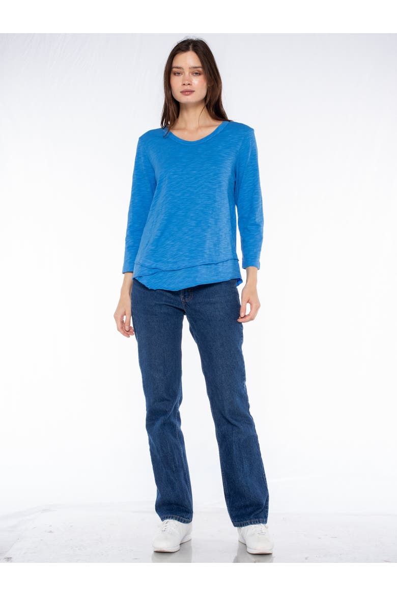 Shrunken Crew 3/4 Sleeve Mock Layer Tee, Alternate, color, Dark Olive