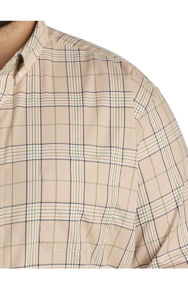 Oak Hill by DXL Big & Tall Large Plaid Sport Shirt, Alternate, color, Tan