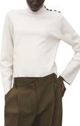 MANGO Shoulder Button Mock Neck Sweater