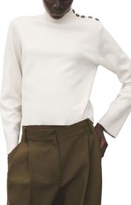 MANGO Shoulder Button Mock Neck Sweater