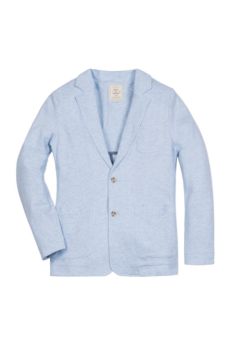 Men's French Terry Blazer, Alternate, color, Light Blue Heather Herringbone
