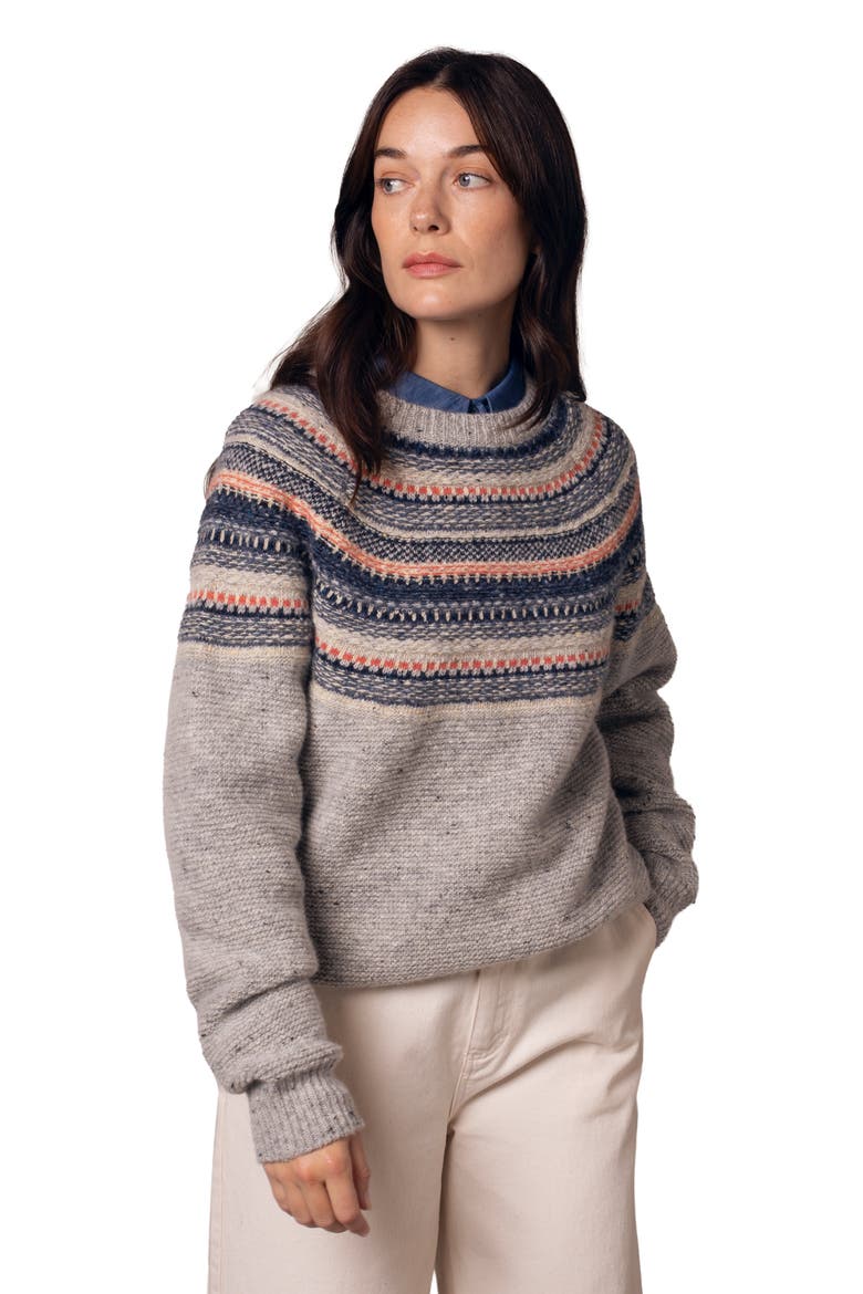 Stitchy Stripe Yoke Sweater, Main, color, Skylight Multi