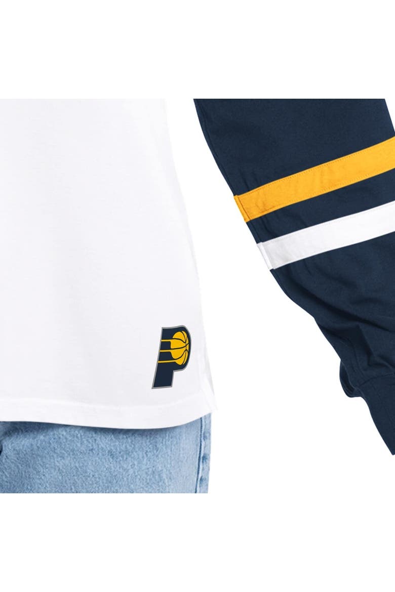 Women's G-III 4Her by Carl Banks  White/Navy Indiana Pacers Key Player Oversized Hooded Long Sleeve T-Shirt, Alternate, color, White