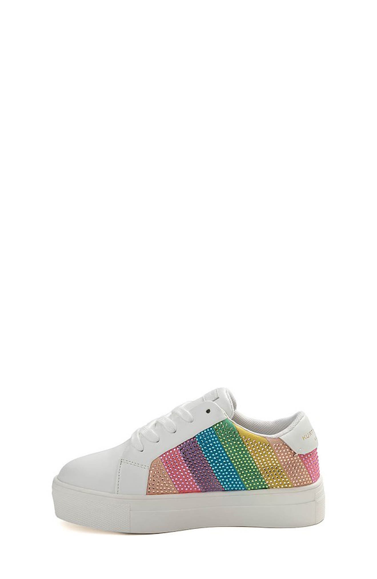 Kurt Geiger London Kids' Mini Lane Stripe Crystal Sneaker, Alternate, color, White Multi