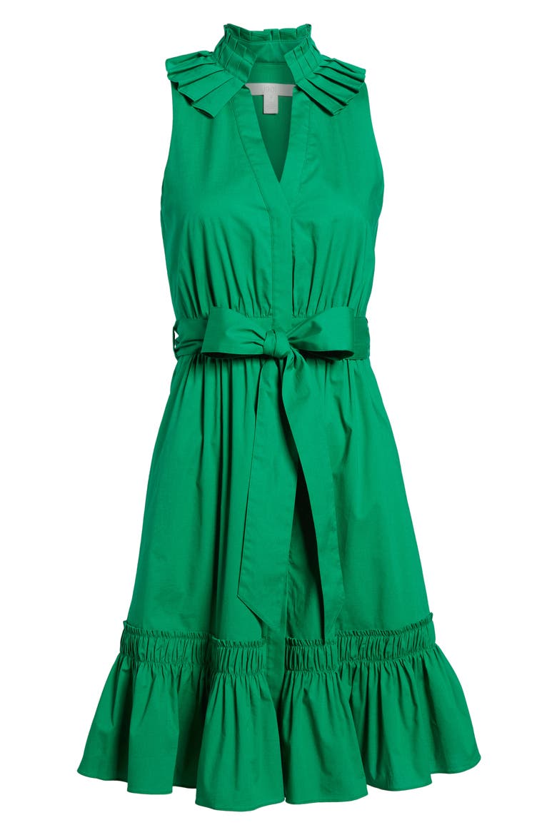 Pleat Collar Shirtdress, Alternate, color, KELLY GREEN