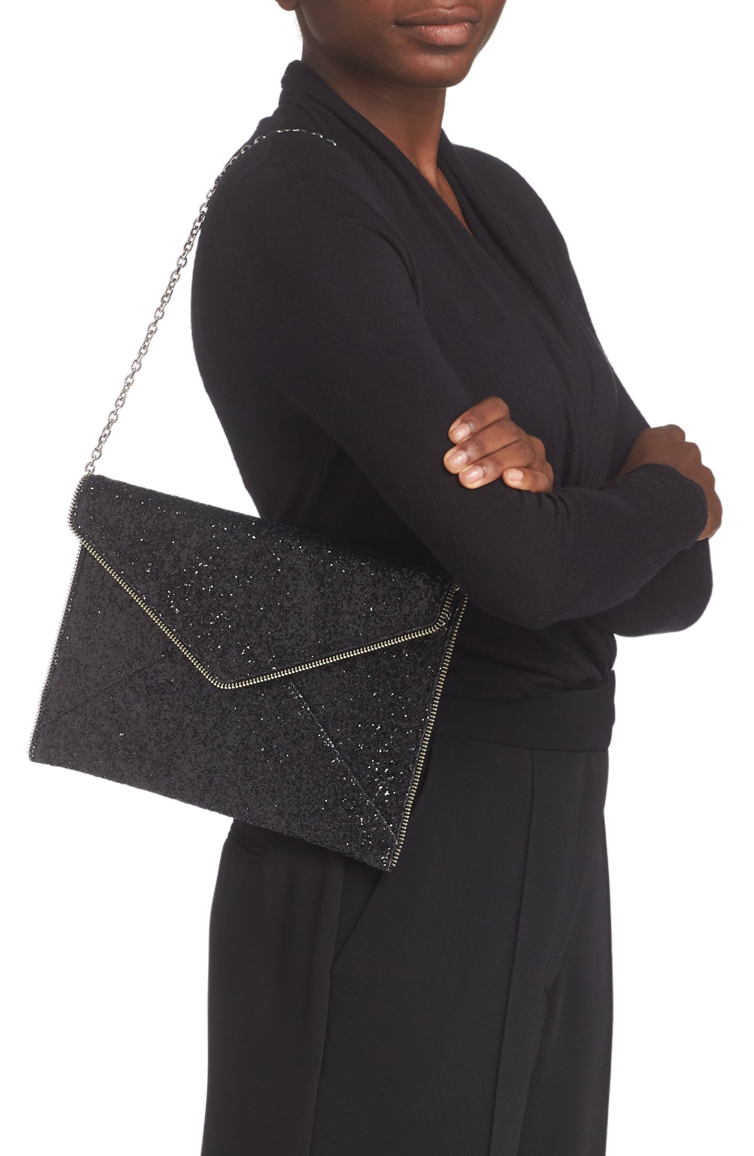 Rebecca Minkoff Leo Glitter Envelope Clutch, Alternate, color, 